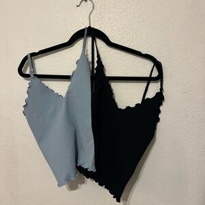 Free People Black and Gray Camisole set